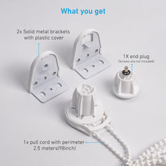 28mm Roller Blind Brackets Upgrade Roller Blind Fittings Spare Kit, Heavy Duty with Blind Chain, White