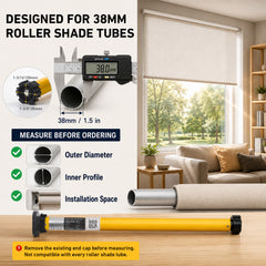 Matter Smart Blinds Motor for 38mm Tubes, Rechargeable with Remote