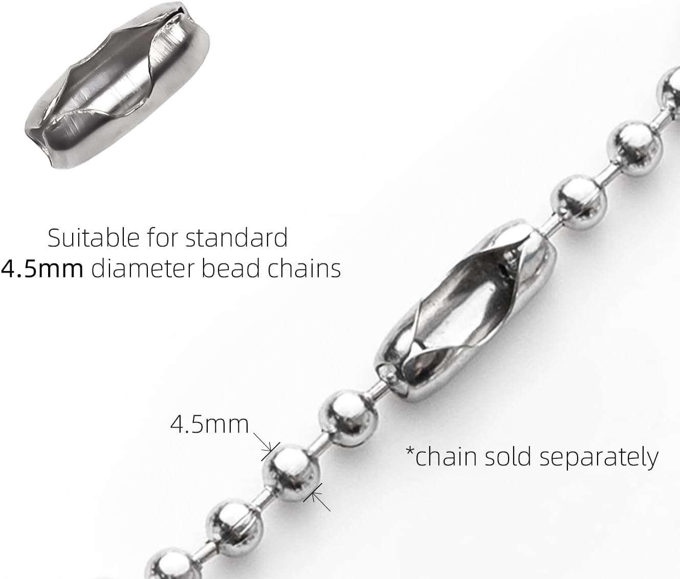 4.5mm Chain Connector for Roller Blind Ball Chain, 10pcs Replacement Chain Cord Connector Clips for Roman and Vertical Blinds (Stainless Steel)