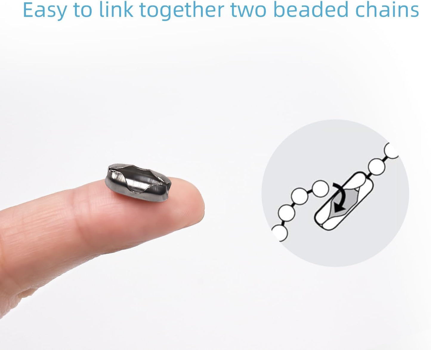 4.5mm Chain Connector for Roller Blind Ball Chain, 10pcs Replacement Chain Cord Connector Clips for Roman and Vertical Blinds (Stainless Steel)