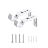 Adjustable Metal Curtain Rod Bracket - 1" Projection - Heavy Duty Single Rod Holder - Set of 2 Wall Mount Brackets - Fits Rods 0.5" to 1.25" Diameter - White