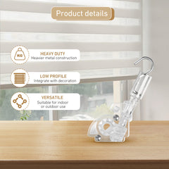 4pcs Low Profile Horizontal Blinds Tilt Mechanism, Wand Tilter Rod Tilter with Square Shaped Gear Hook Connection for 2" Low Rail Horizontal Wood or Faux Wood Blinds