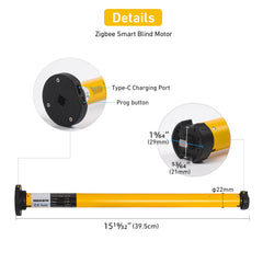 AM22 Zigbee Rechargeable Motorized Roller Shade Motor for 32mm (1-1/4") Tube, Smart Blind Motor with Remote, App & Voice Control, Works with Alexa, Google Home, SmartThings (Zigbee Hub Required)