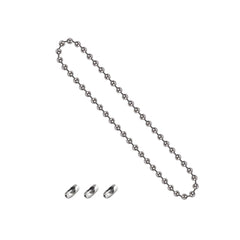 #10 Stainless Steel Bead Chain for Roller Shades & Vertical Blinds - 1.5 Meter Length (59 inch) - Includes 3 Metal Connectors