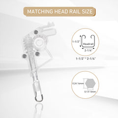 4pcs Low Profile Wand Tilter Mechanism, Heavy Duty Low Rail Blind Wand Tilter with 1/4" Hex Hole for Horizontal Blinds