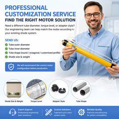 AM35 Custom Tubular Motor for Roller Shades & Electric Awnings, Customized Drive Size & Tube Compatibility, 6Nm 35lb Lift AC Motor with Built-in WiFi & RF Remote Control
