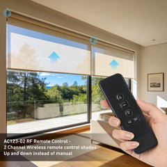 AC123-02 2 Channel Replacement Transmitter, Wireless Transmit Controller for Electric Blinds & Shades, Compatible with Sortfle & A-OK Shade Motors