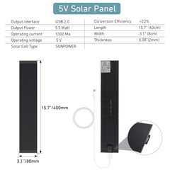 5W Solar Panel for Motorized Blinds - 5.5V USB-C Charging, Window-Mounted Power Supply for Smart Blinds - No Wiring Needed