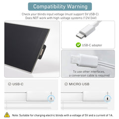 5W Solar Panel for Motorized Blinds - 5.5V USB-C Charging, Window-Mounted Power Supply for Smart Blinds - No Wiring Needed