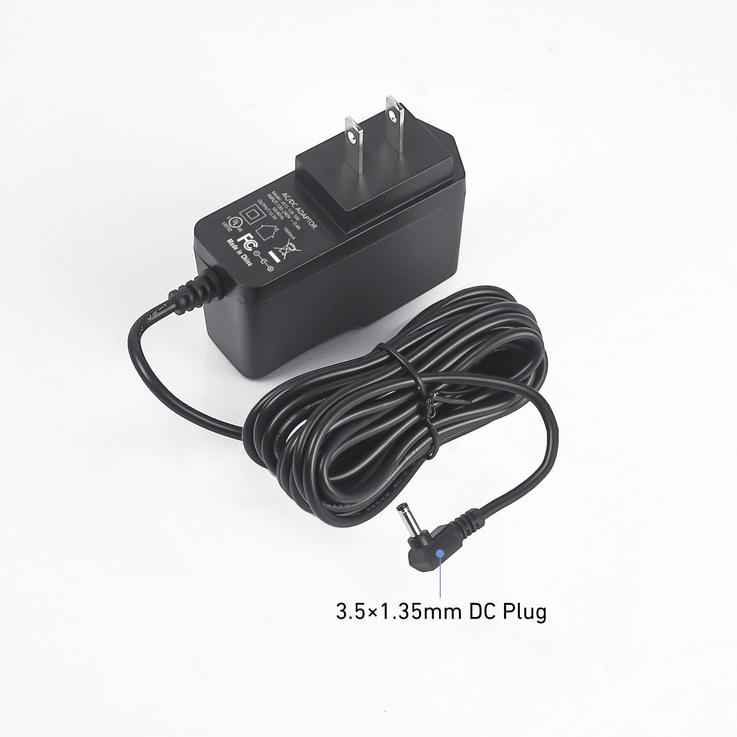 12.6V 1A DC Power Adapter - 3.5×1.35mm Plug - Replacement Charger for CCTV Cameras, LED Panels, Motorized Shades - UL Listed Power Supply