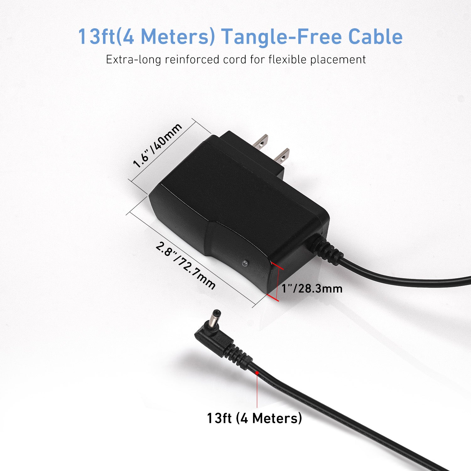 12.6V 1A DC Power Adapter - 3.5×1.35mm Plug - Replacement Charger for CCTV Cameras, LED Panels, Motorized Shades - UL Listed Power Supply