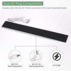 12V 3.5W Solar Panel for Motorized Shades – Dual DC Plugs (5.5x2.1mm & 1.5x1.35mm) – Solar Power for RTS Shades & Blinds