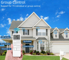 15 Channel Wireless RF Controller for Motorized Roller Shades, White, Manual Operation, Wall Mount