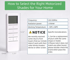 15 Channel Wireless RF Controller for Motorized Roller Shades, White, Manual Operation, Wall Mount