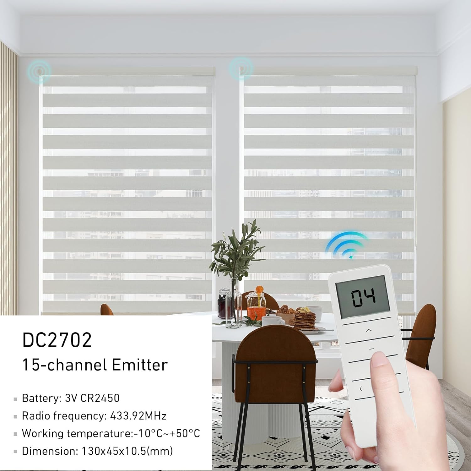 15 Channel Wireless RF Controller for Motorized Roller Shades, White, Manual Operation, Wall Mount