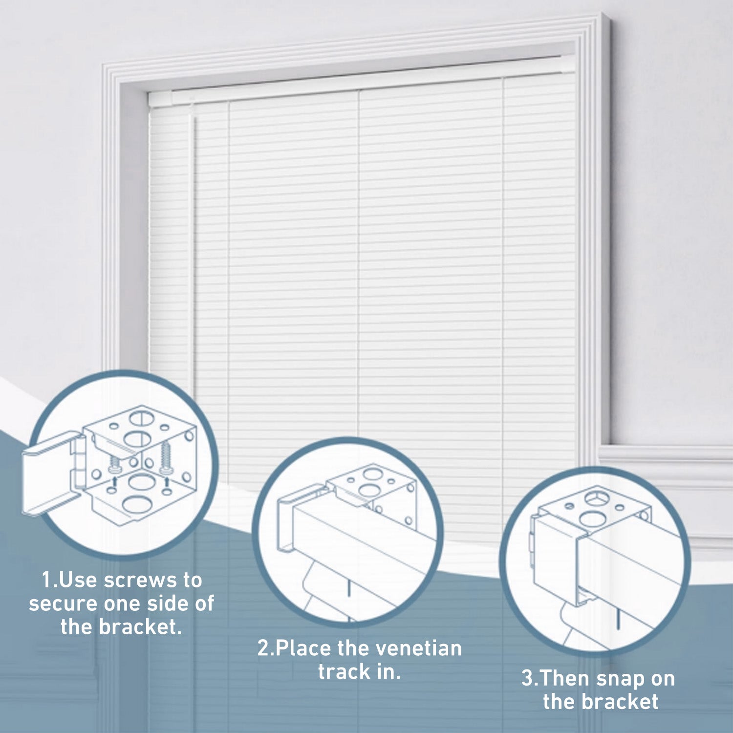 1" Mini Blind Metal Brackets (4-Piece Set) - Low Profile Box Mount for 1" x 1" Headrails - Heavy Duty White Steel Brackets with Screws - Inside/Outside Window Mount