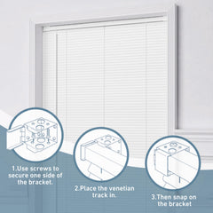 1" Mini Blind Metal Brackets (4-Piece Set) - Low Profile Box Mount for 1" x 1" Headrails - Heavy Duty White Steel Brackets with Screws - Inside/Outside Window Mount