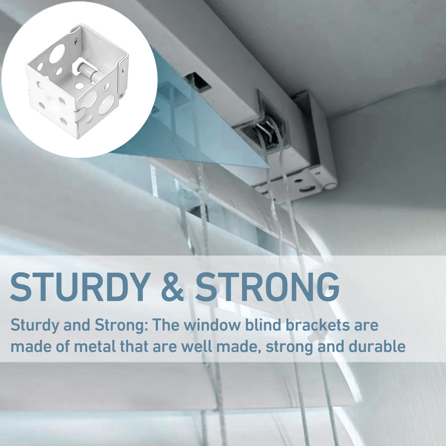 1" Mini Blind Metal Brackets (4-Piece Set) - Low Profile Box Mount for 1" x 1" Headrails - Heavy Duty White Steel Brackets with Screws - Inside/Outside Window Mount