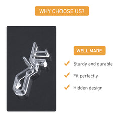 2" Clear Hidden Valance Clips (4-Pack) - Invisible Plastic Brackets for Blinds & Shades - Universal Fit for Wood, Faux Wood, Aluminum