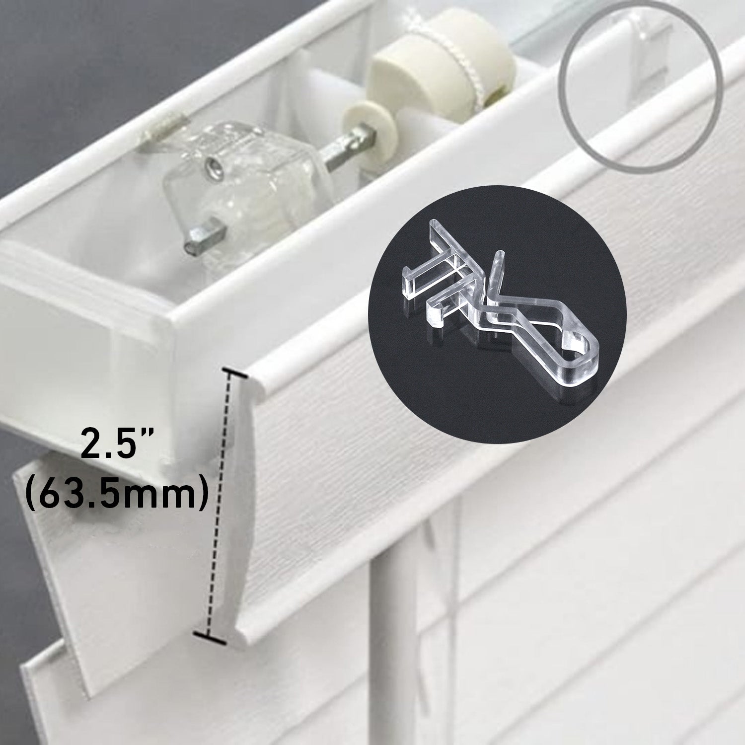 2" Clear Hidden Valance Clips (4-Pack) - Invisible Plastic Brackets for Blinds & Shades - Universal Fit for Wood, Faux Wood, Aluminum
