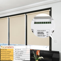 AC228-01 24V Motor Switch Controller - Crystal style dual-route radio receiver & wall switch for roller blinds/shades