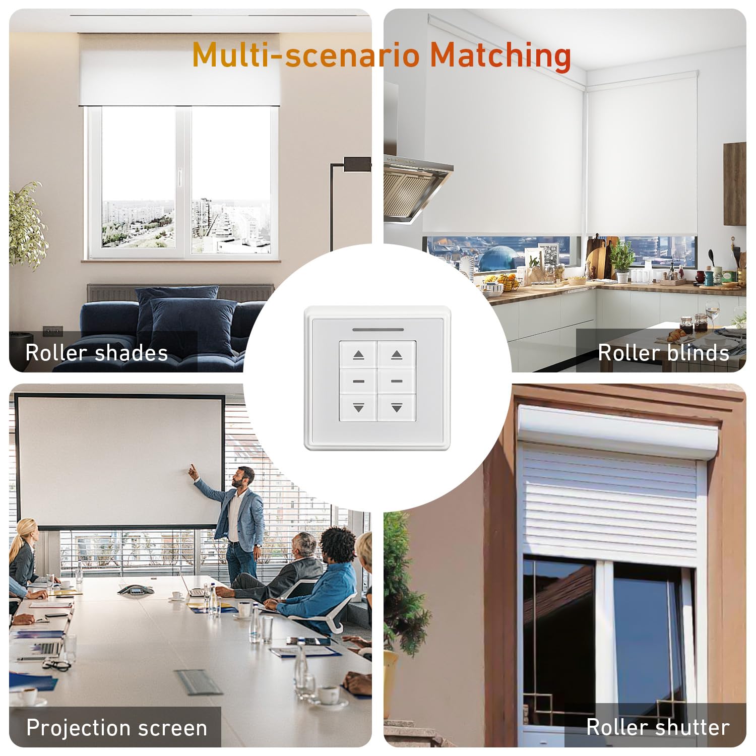AC228-01 24V Motor Switch Controller - Crystal style dual-route radio receiver & wall switch for roller blinds/shades
