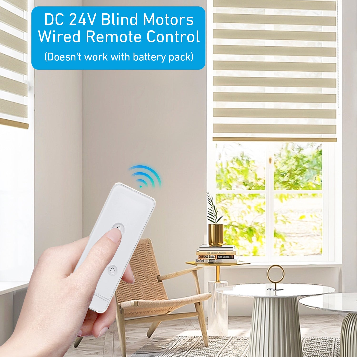EY2524 24V DC Roller Blind Motor with Power Supply - Quiet Electric Shade Motor for 45mm Tubes - Strong 12lb Lift, DIY Smart Home Blinds Kit, RF Remote Control Included
