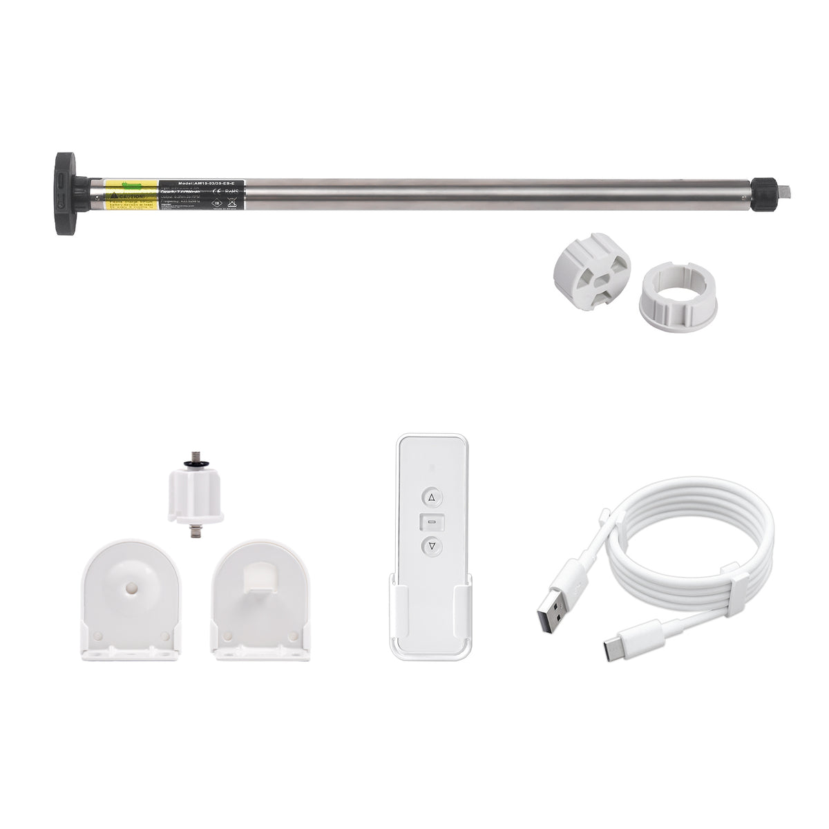Smart Rechargeable AM15 Tubular Motor for Roller Blinds 18mm 25mm 28mm Adjustable Rubber Crown Compatible with Coolaroo 28mm Tube