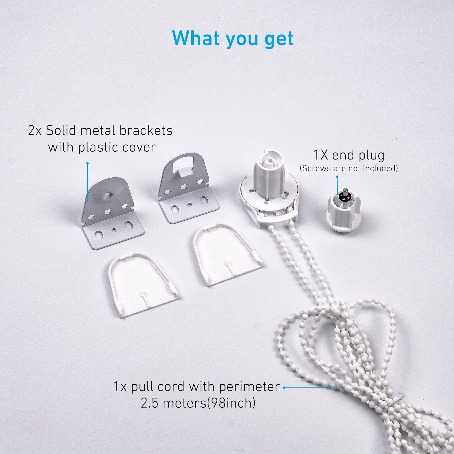 25mm Metal Bracket Upgrade Roller Blind Fittings Spare Kit,  Window Shade Repiar Kit Complete with Metal Brackets & End Plug, Shade Weight Max Load 6.6 LBS (3 KGS)