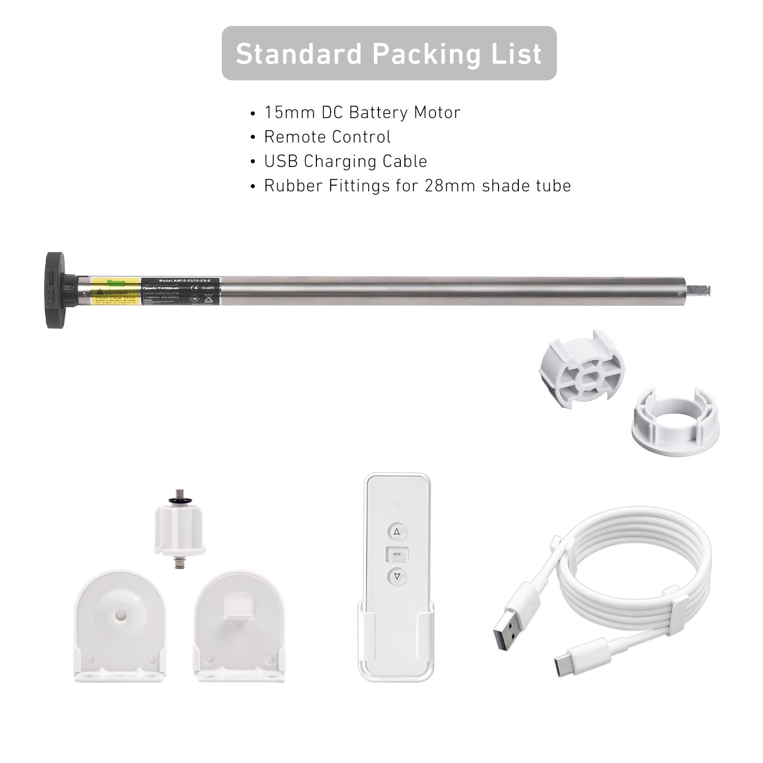 Electric Sun Shade Motor Kit for Coolaroo - 28mm Tube, Rechargeable Battery & Remote Control