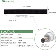 12V Solar Charger for Automated Motorized Blinds with DC 5.5 x 2.1mm Male Connector for Battery Operated Blinds ASIN