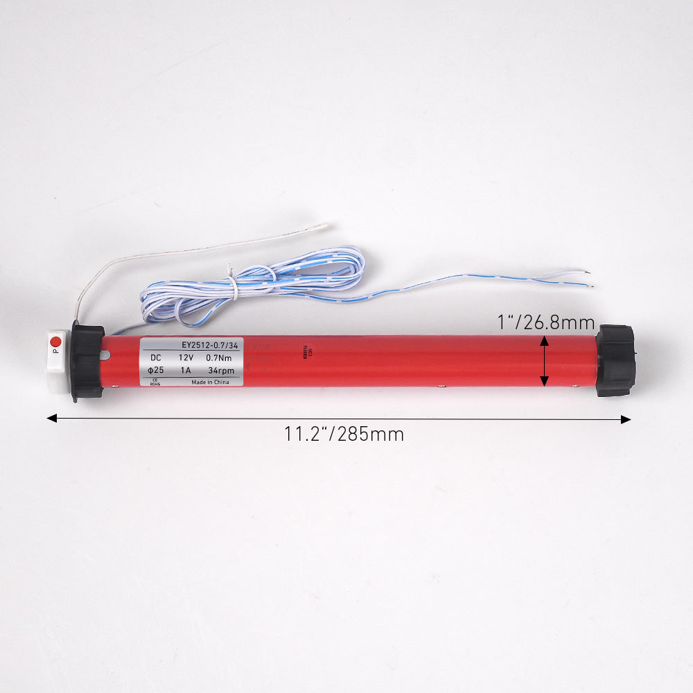 EY2512 Tubular Motor – 0.7N·m Torque, 34 RPM, 110V – Wired Remote for 38mm Roller Blind Tube – Durable Motorized Shade Driver