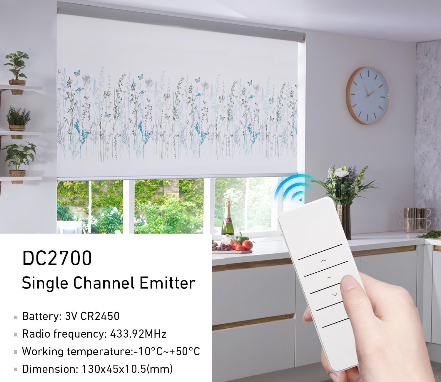 DC2700 Replacement Emitter, 1 Channel Window Shade Controller with Wall Mount Case for Roller Shades/Blinds