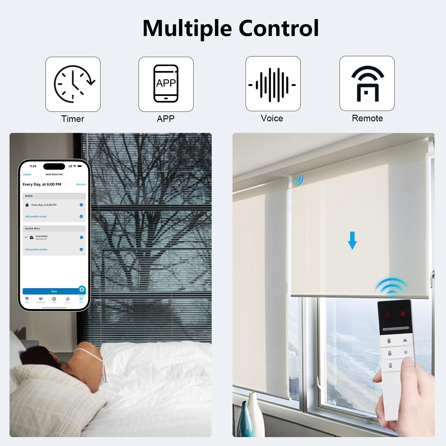 ZigBee Rechargeable Motor Alexa Directly Connect, No HUB Required, Zigbee Roller Shades/Blinds Motor for 1.5" Roller Shade Tube