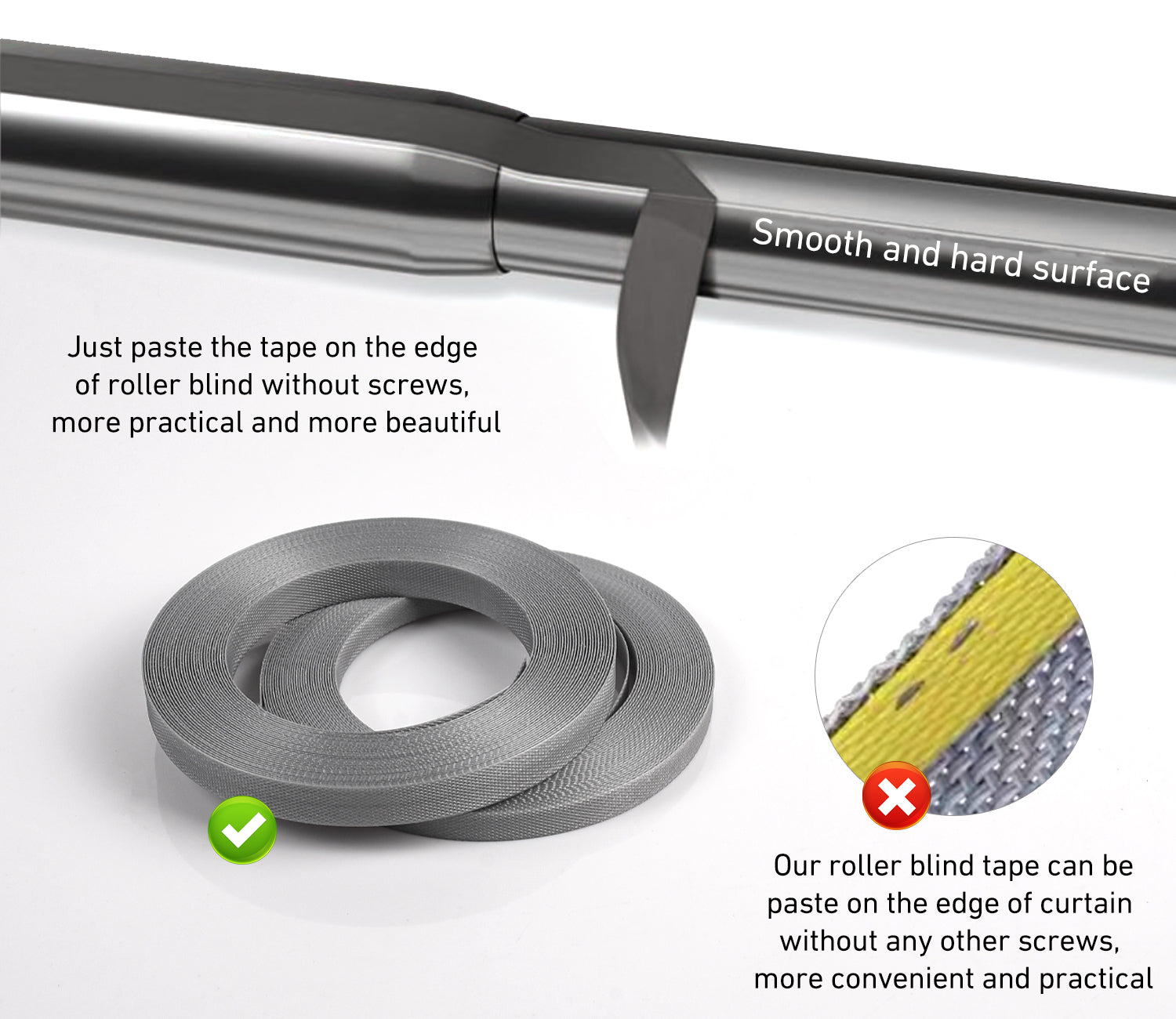 50m PVC Roller Blind Tape - Strong Adhesive for Smart Electric Motor, Window Shades & Rails