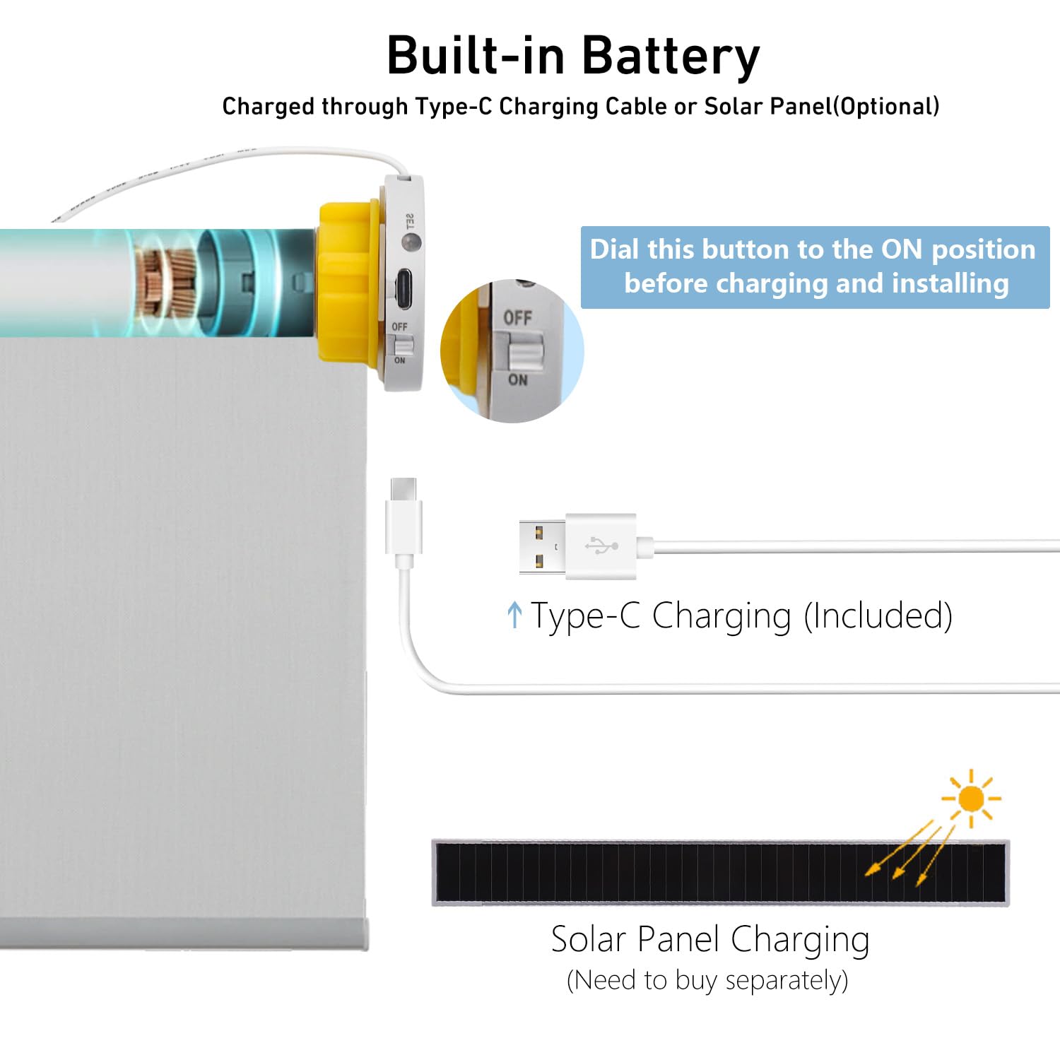 ZigBee Rechargeable Motor Alexa Directly Connect, No HUB Required, Zigbee Roller Shades/Blinds Motor for 1.5" Roller Shade Tube