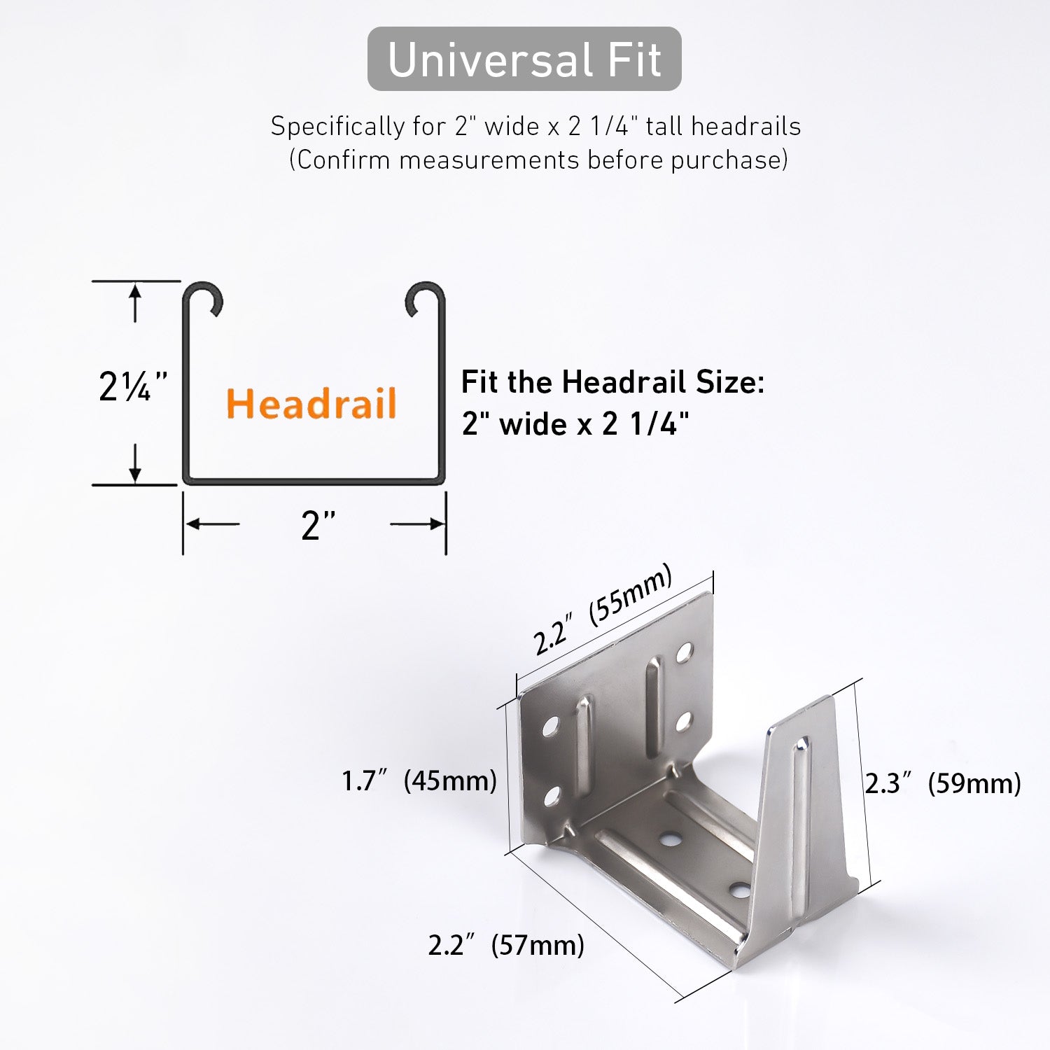 Center Support Bracket for 2" x 2 1/4" Horizontal Blinds – Heavy-Duty Metal Middle Support (Pack of 2)