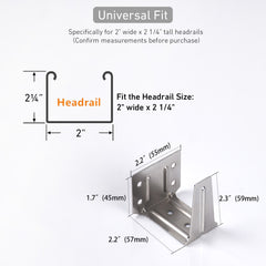 Center Support Bracket for 2" x 2 1/4" Horizontal Blinds – Heavy-Duty Metal Middle Support (Pack of 2)