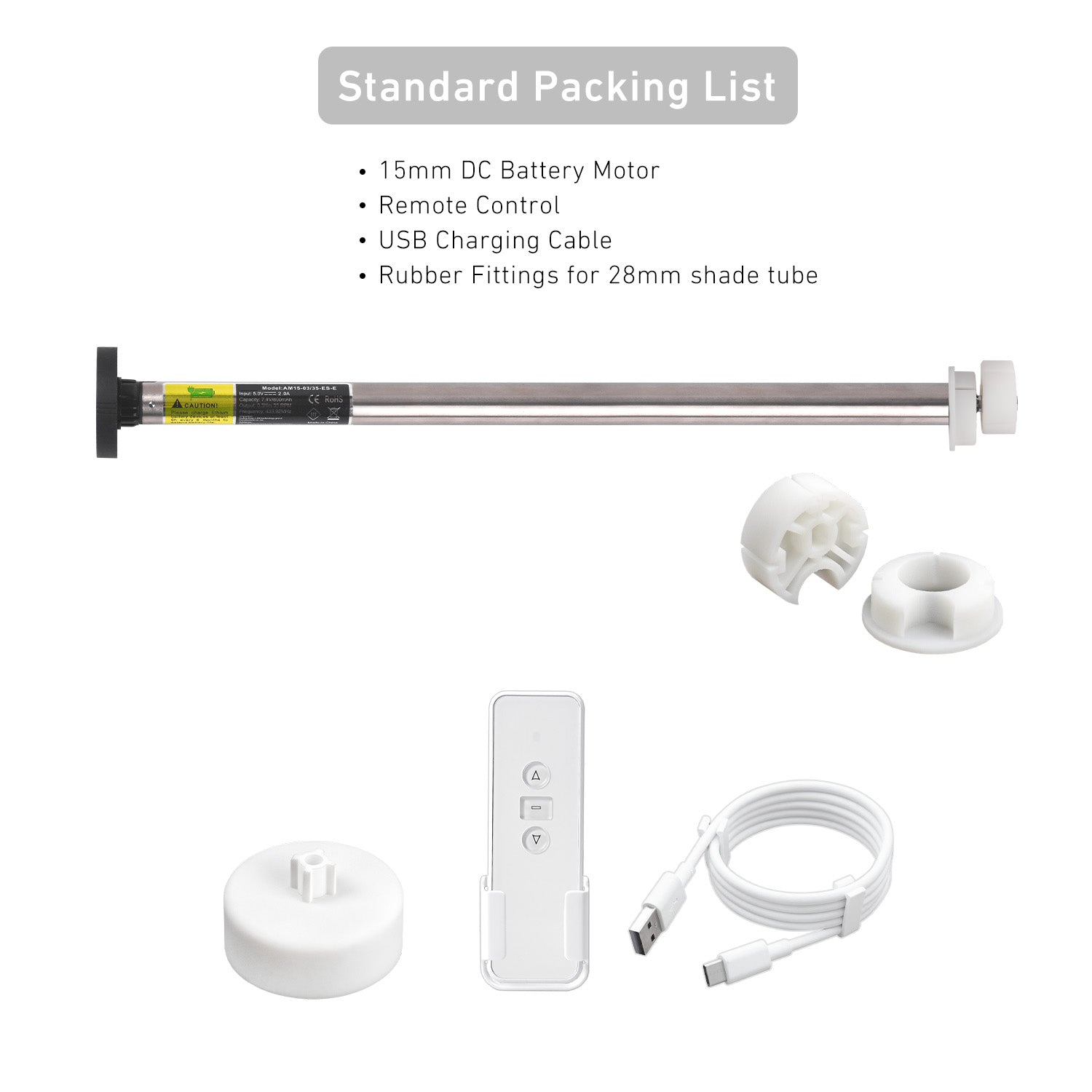 Electric Sun Shade Motor Kit for Coolaroo - 28mm Tube, Rechargeable Battery & Remote Control