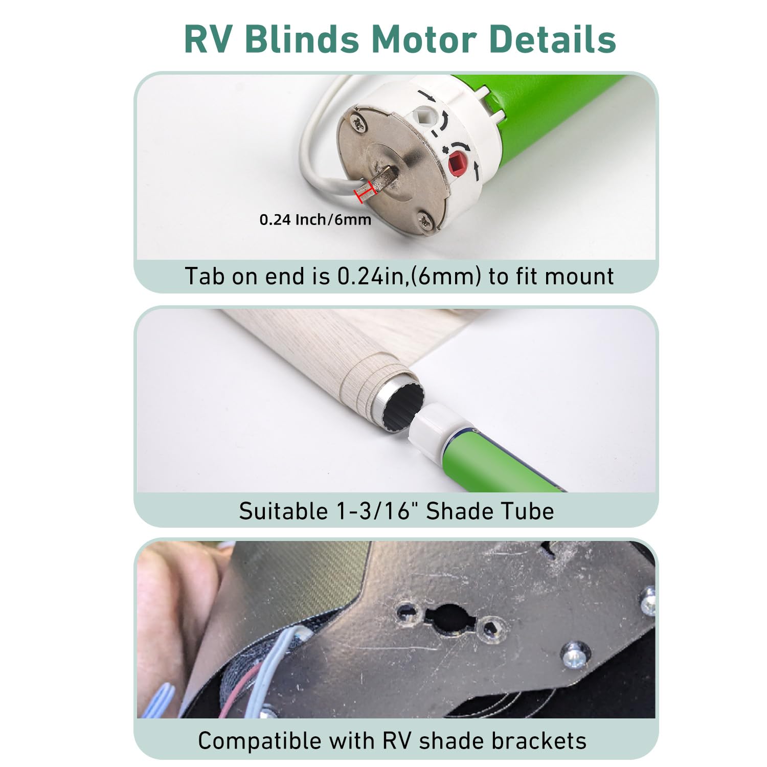 DM25DS RV Electric Roller Shades Replacement Motor,DC12V Wired for RV Power Roller Shades