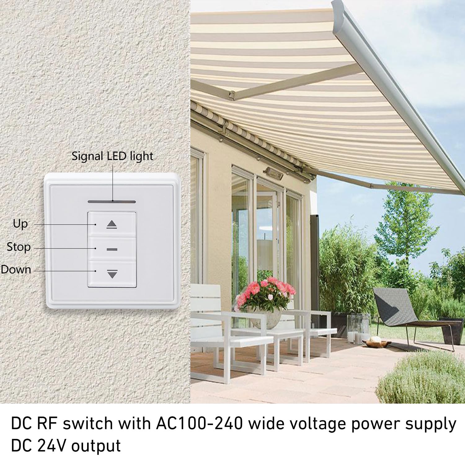 DC24V Wall Mounted Receiver AC227-13 Switch Control for Roller Blinds/Shades Motor