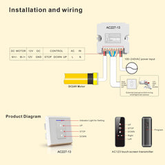 DC24V Wall Mounted Receiver AC227-13 Switch Control for Roller Blinds/Shades Motor