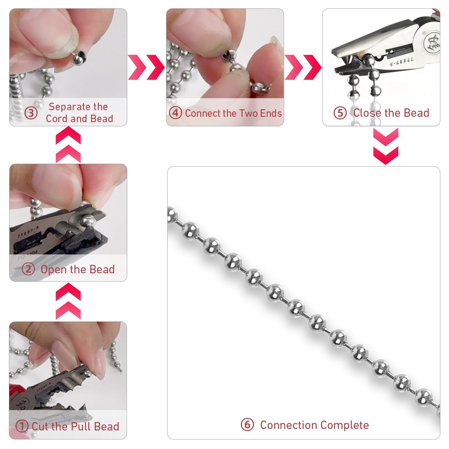 Cutting Joining Plier, Manual Metal Ball Chain Connector Plier, Joining Splicing Combination Tool for #10 Metal Chain