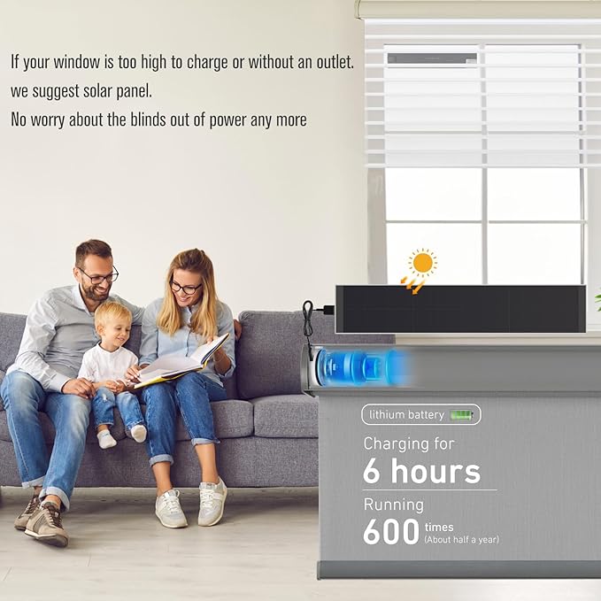 Solar Charging Panel USB 2.0, 5V 5W for Motorized Blinds - Compatible with Battery Tubular Motors