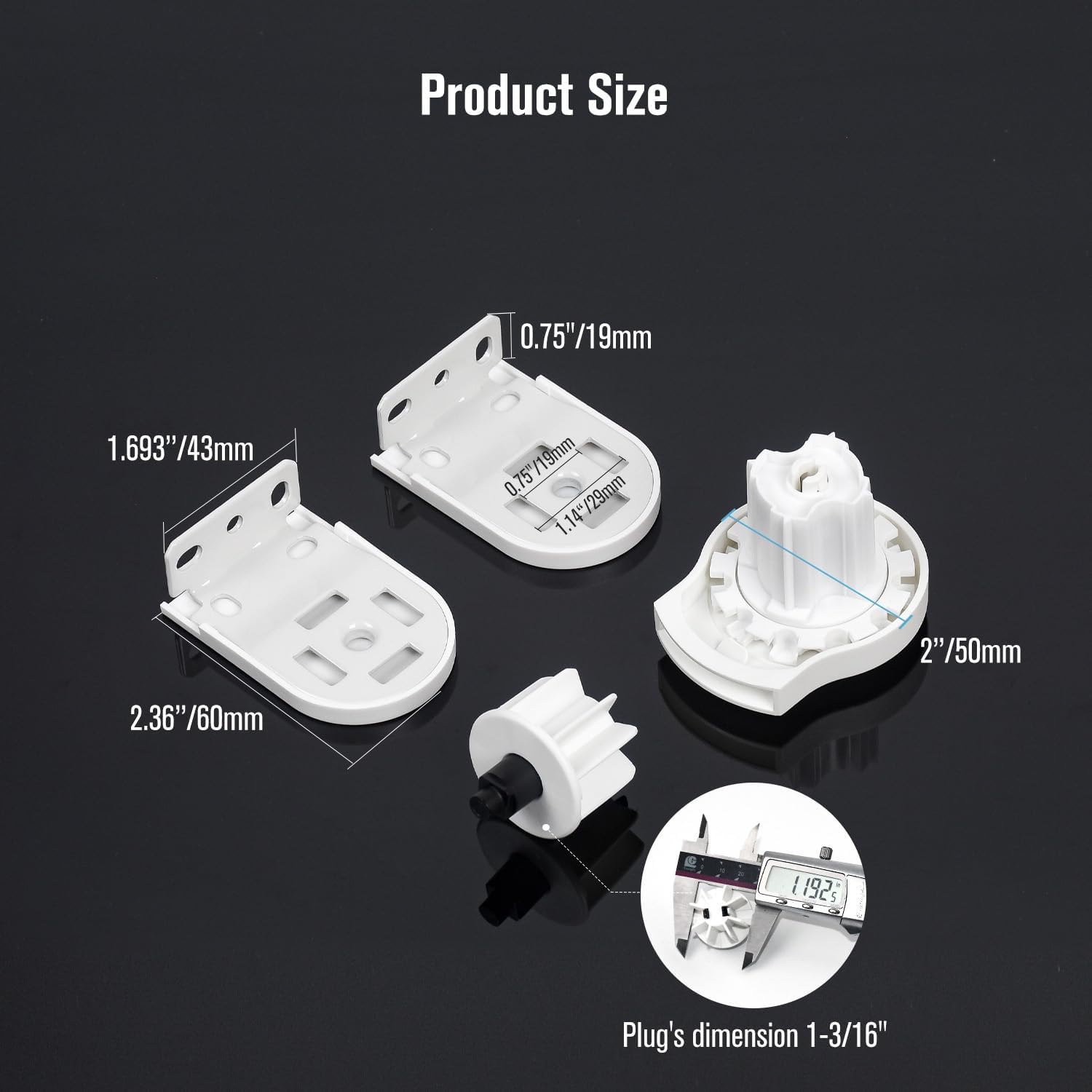 Rollease R8 Roller Blind Replacement Parts, R8 Roller Shade Kit for 1-1/4" Tube-White