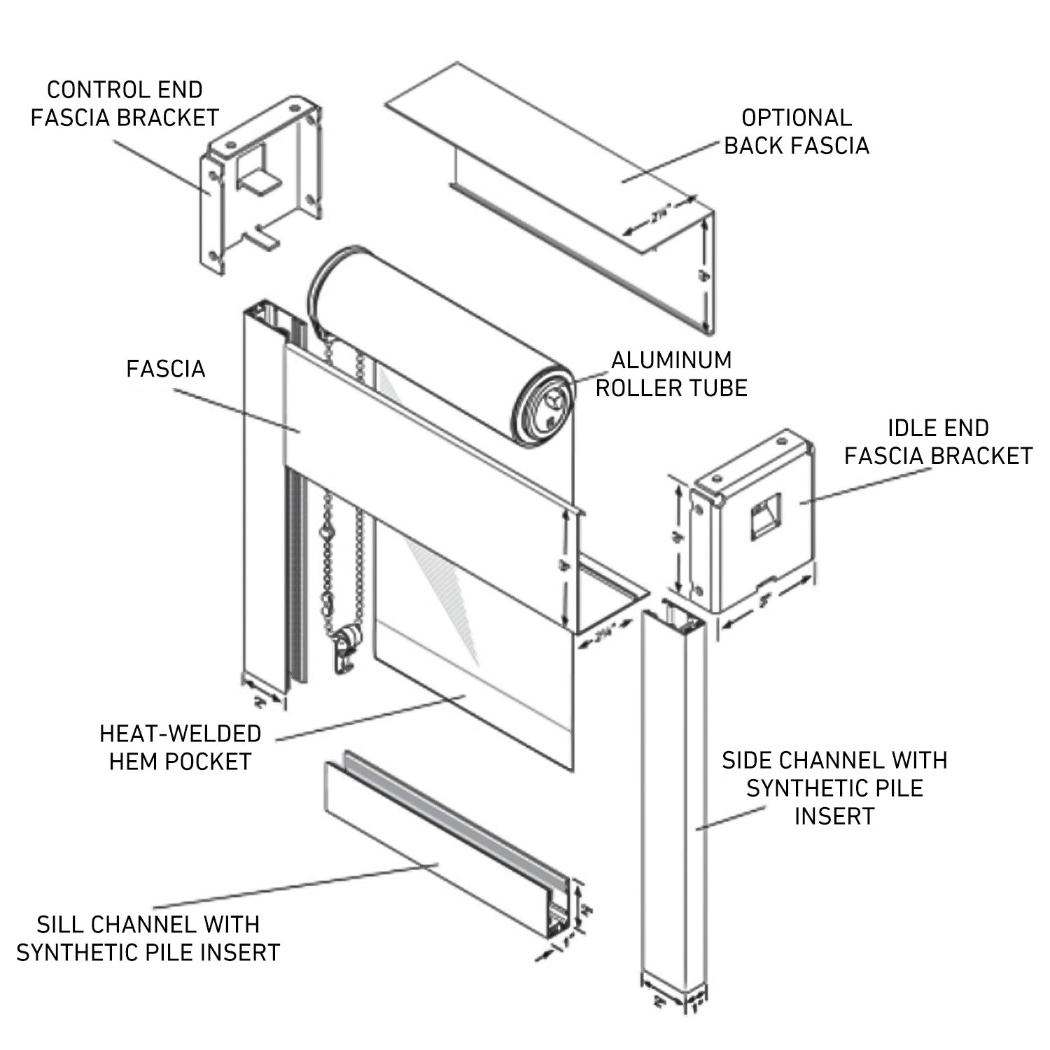Rollease R-Series Brackets Fascia Type for R16 Roller Shade Clutch-1 Pair