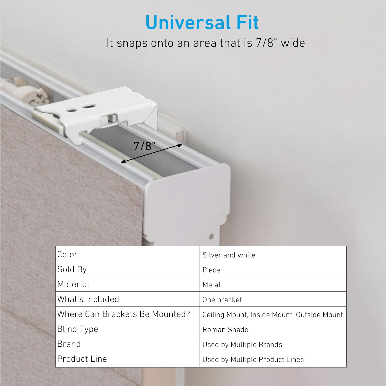 Roman Blind Bracket Set – Heavy Duty Aluminum Brackets for Roman Blinds & Shades – Adjustable Window Blinds Accessories Holder – Easy Installation (Pack of 6)