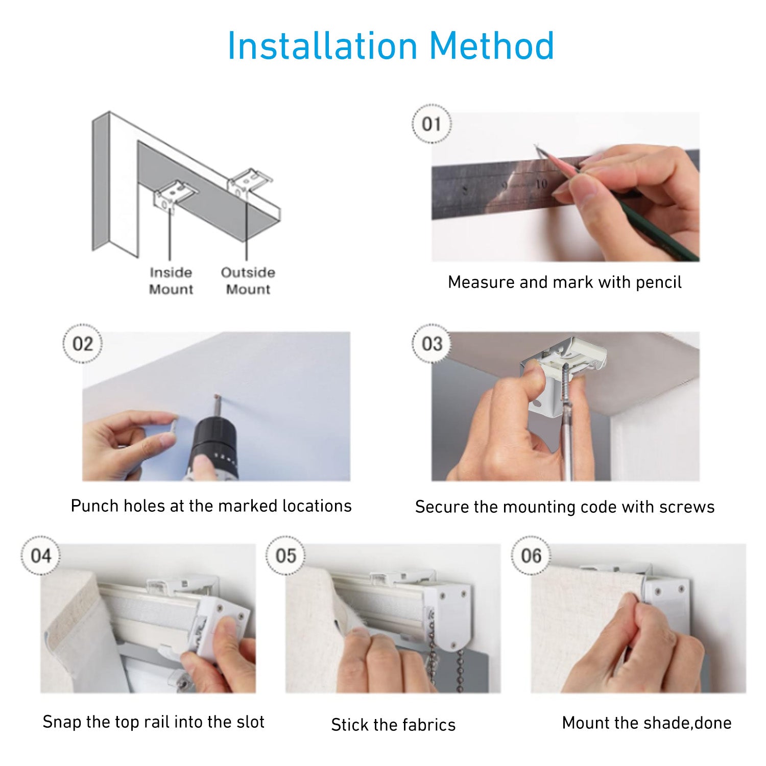 Roman Blind Bracket Set – Heavy Duty Aluminum Brackets for Roman Blinds & Shades – Adjustable Window Blinds Accessories Holder – Easy Installation (Pack of 6)
