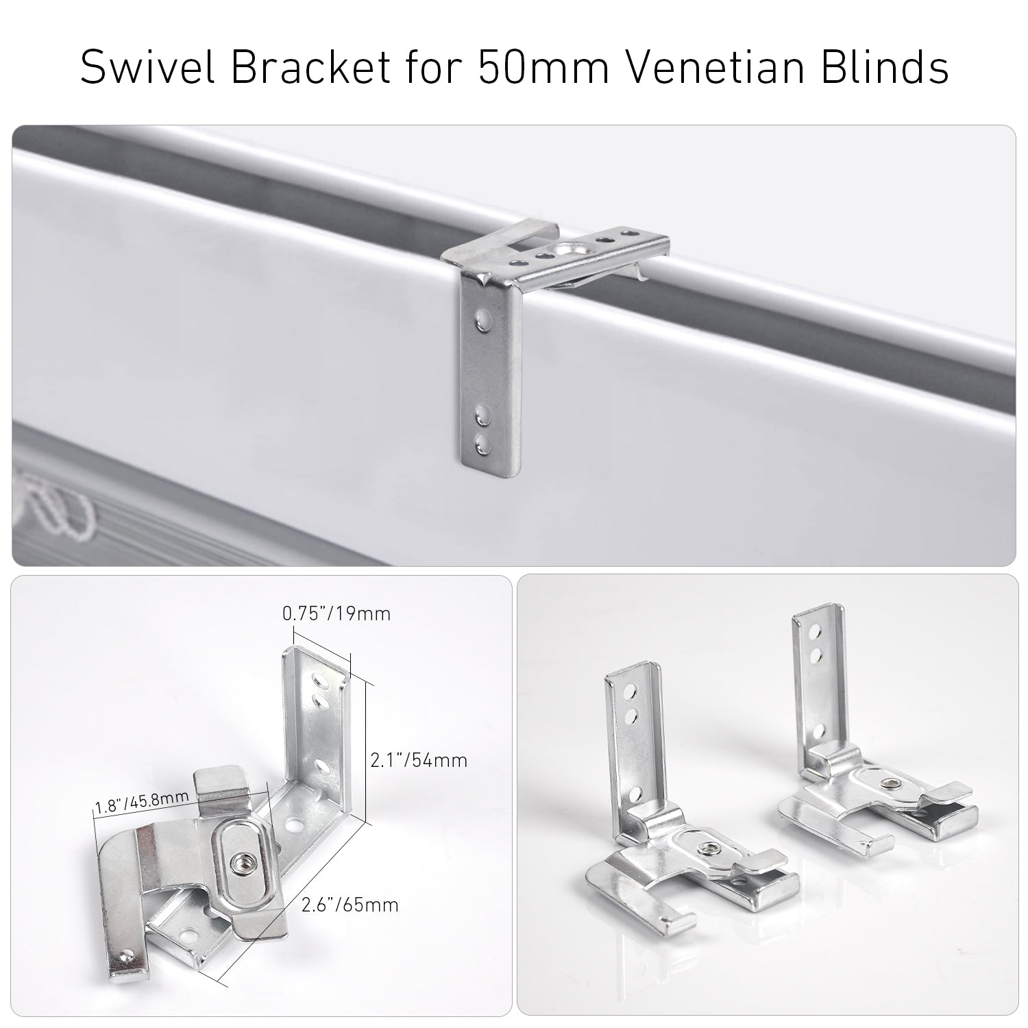 Swivel Bracket for 50mm Venetian Blinds-Metal- Pack of 4