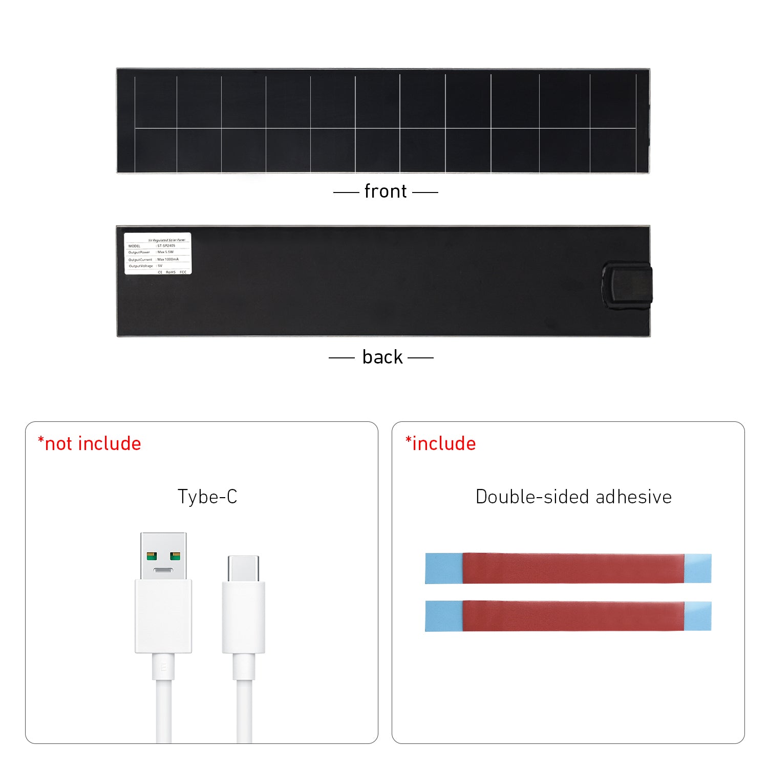 Solar Panel 5V 5W 1A USB for Roller Shades Blinds Motor-Low Power Solar Portable for Phone Charging, Camping